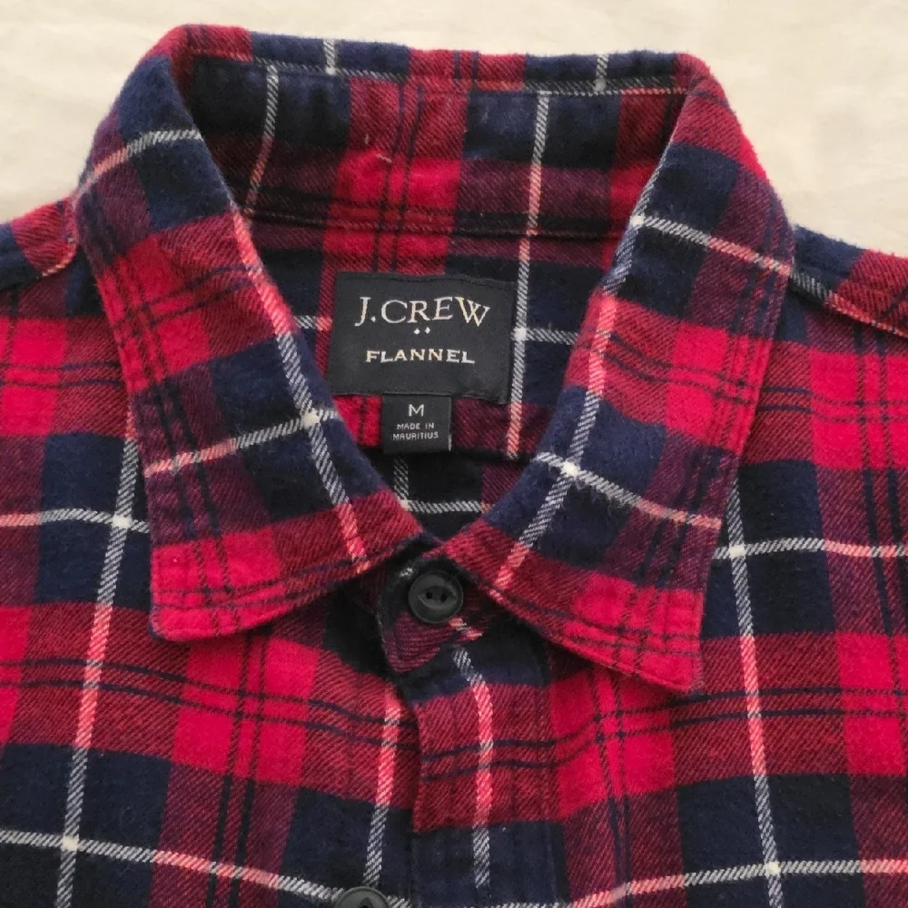 J. Crew Red and Navy Plaid Flannel Shirt